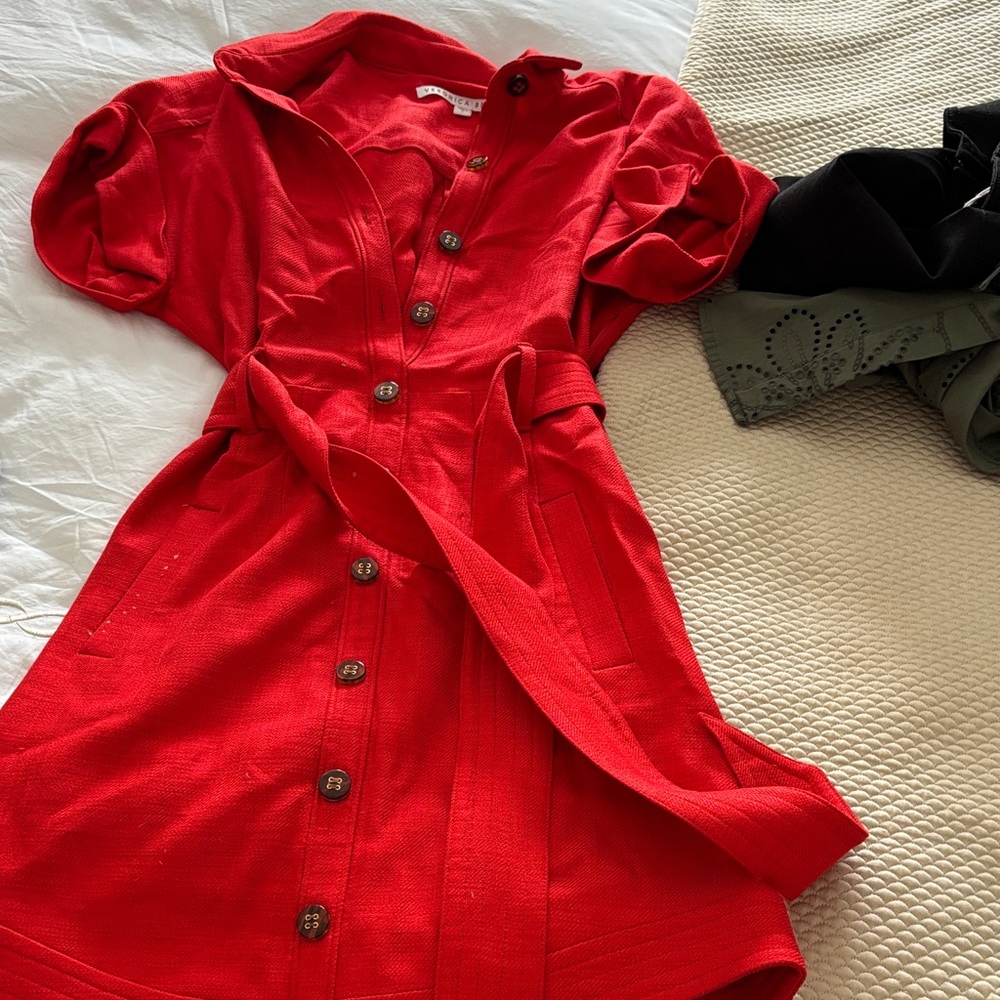Veronica Beard Red Button-Down Dress